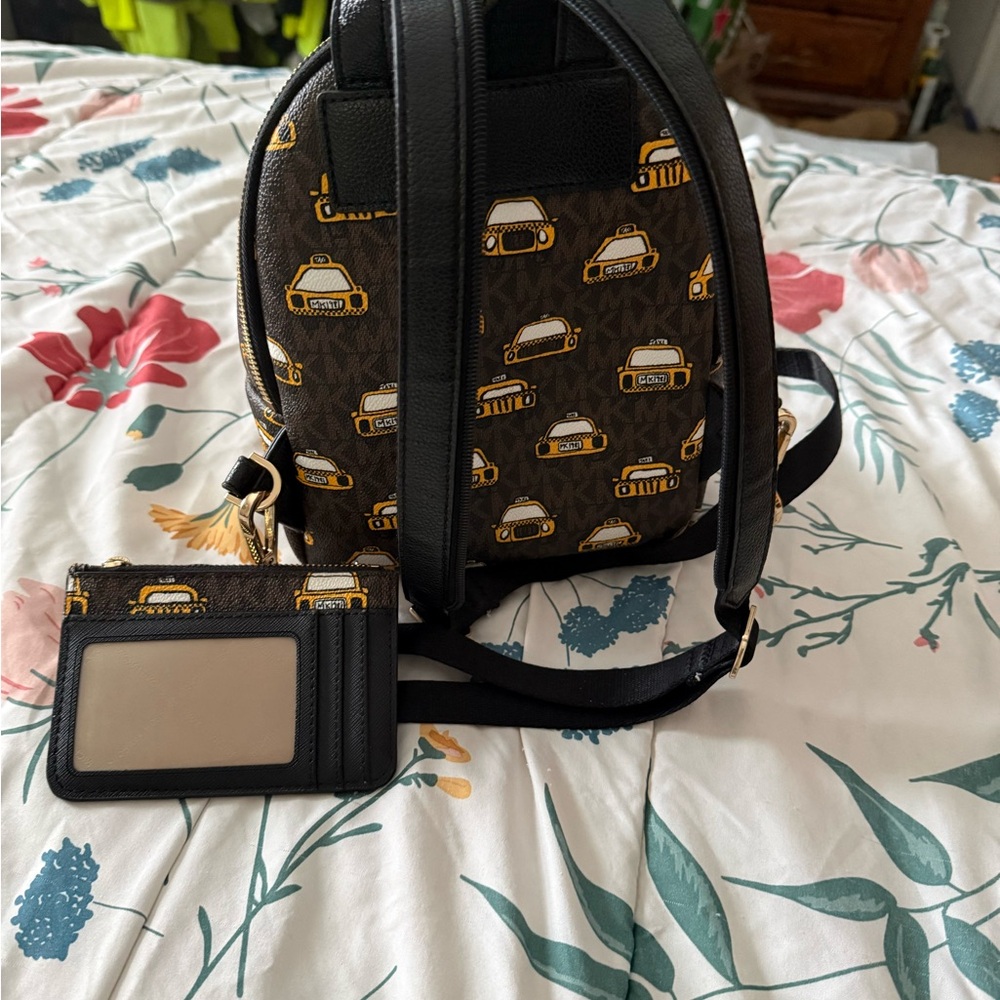 Michael Kors Brown Backpack with Yellow Taxi Print - Picture 4 of 6